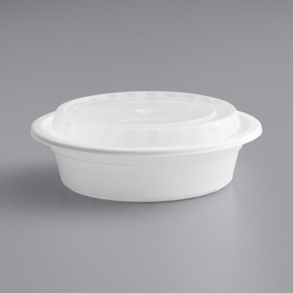 Microwavable Container Round Combo, 7'', 150 set #32 oz, #White, #R-32W