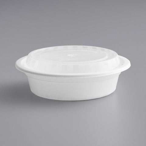 Microwavable Container Round Combo, 7'', 150 set #32 oz, #White, #R-32W