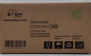 Compostable 100% Organic Forks, CPLA, 1000 pcs,