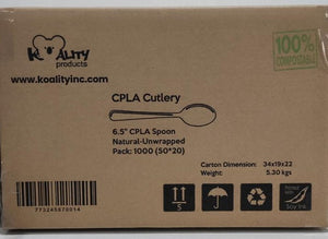Compostable 100% Organic Spoon, CPLA, 1000 pcs,