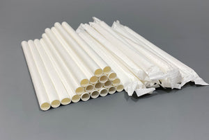 Paper Straw, 8'', 500 pcs, #White  #Wrapped, #2145010,  **Open Box**