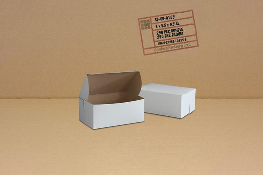 White Cake Boxes,  8'' x 5.5'' x 3.5'',  250 pcs