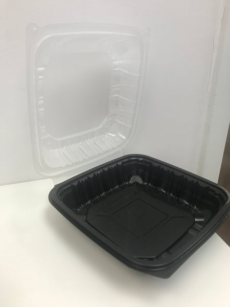 Microwavable Container "Clear Hinged'' 1-Comp, 8.5''x8.5'', 150pcs ,#DC858100B000
