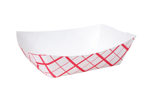 Red Checker Paper Food Tray, #25, 1000 pcs,