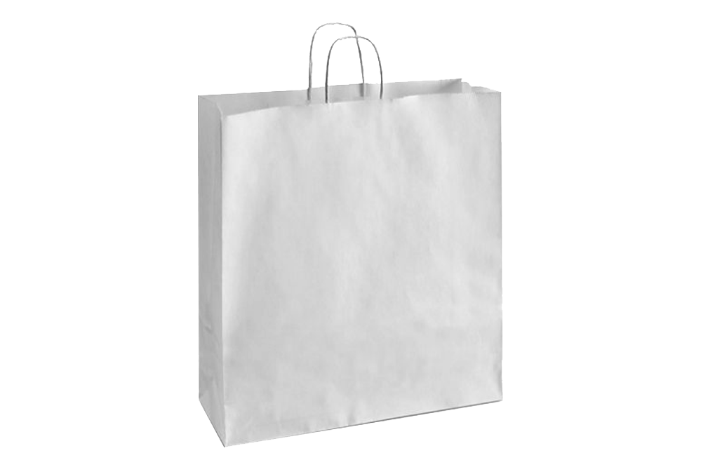Paper Shopping Bags with handle, WHITE,  16x6x19,  200 pcs