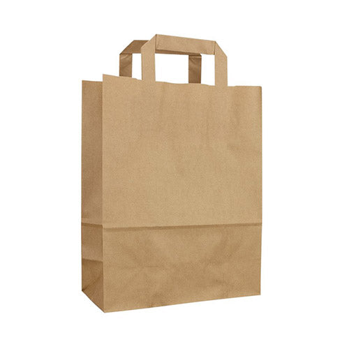 Paper Shopping Bags with Flat Handle, KRAFT,  12x7x17,  300 pcs, #CALP1271765-K