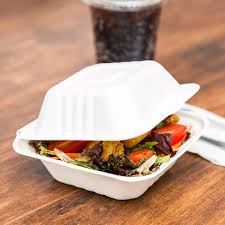 Sugarcane Bagasse Container, 6x6x3,  (Regular), #500 pcs, #SC663-White, #EM-551