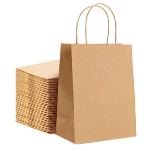 Paper Bags, Brown, 250pcs, #Heavy, #9.75+6 x16.5, #52 LB, #With Handle,