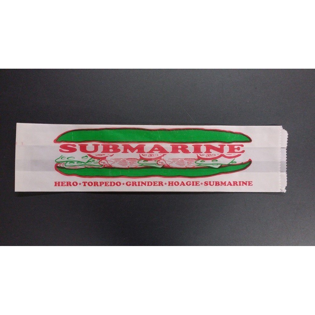 Submarine Bag, ***White-Printed***,   4'' x 2.5'' x 16'',  1000pcs,